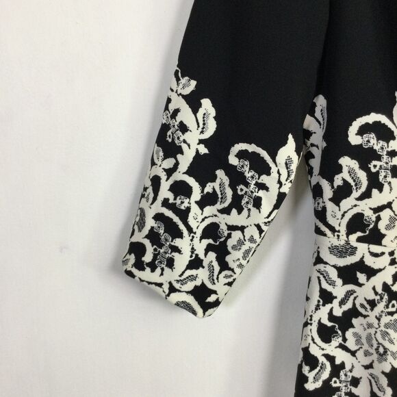 Adrianna Papell Womens Fitted Placed Printed Lace Dress Black White Size 6 NWT - Picture 7 of 16